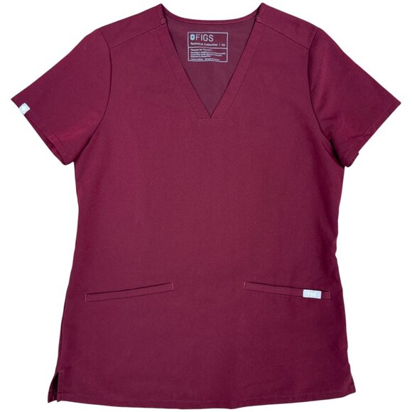 EUC Women's FIGS Casma 3-Pocket Scrub Top Burgundy FW1100 | Size XS - Picture 5 of 10